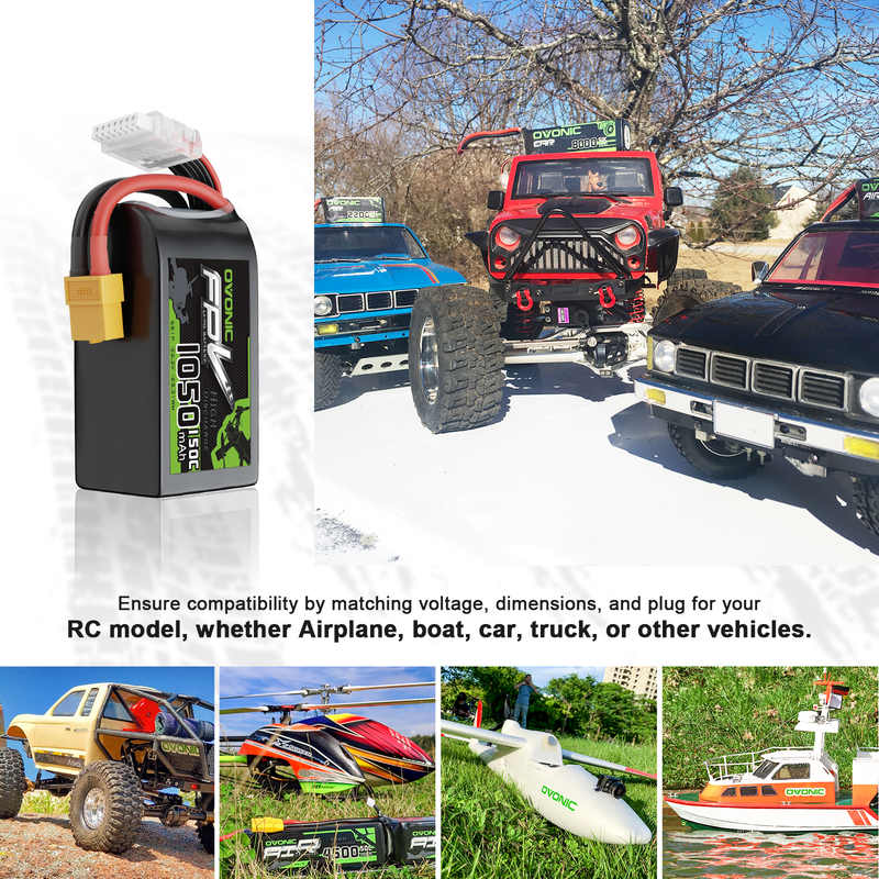 1 x Ovonic R-Line Version 5.0 1050mAh 6S 22.2V 150C Lipo Battery with XT60 Plug