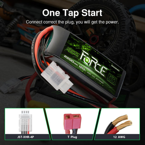 2-Pack Ovonic Force 3S 2200mAh 120C 11.1V Short LiPo Battery w/Deans Plug for 1/10 Race Buggy & On-Road Car (Voltage Checker Included)
