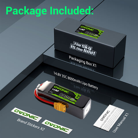 Ovonic 4S 8000mAh 35C 14.8V LiPo Battery w/XT90 Plug