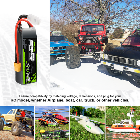 OVONIC 2200mAh 14.8V 50C 4S Lipo Battery with XT60 Plug for RC Aircraft Boat