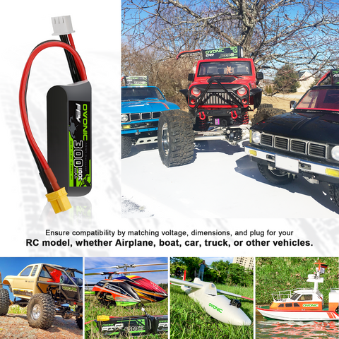 4×OVONIC 2S Lipo Battery 300mAh 2S1P 100C 7.6V LiHV LiPo Battery with XT30 Plug for Tinywhoop 60mm-130mm Brushless FPV Drone