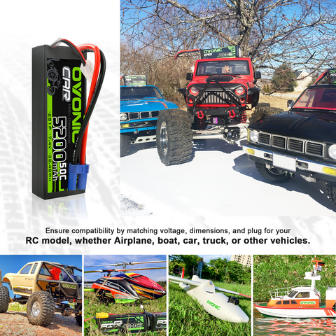 Ovonic 5200mAh 50C 7.4V 2S Hardcase LiPo Battery with EC5 Plug for 1/10 scale RC Car ARRMA Car