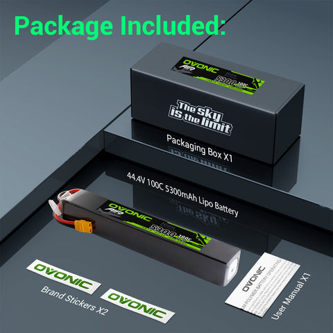 Ovonic 12S 5300mAh 100C 44.4V LiPo Battery w/XT90 Plug
