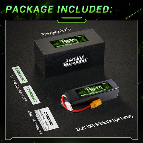 Ovonic Roam 6S 5600mAh 100C 22.2V LiPo Battery w/XT90 Plug