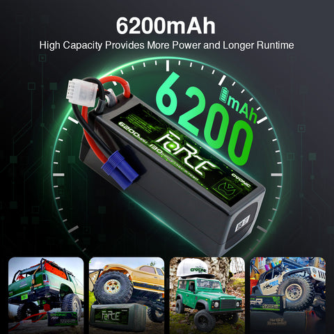 2-Pack Ovonic Force 4S 6200mAh 130C 14.8V Hardcase LiPo Battery w/EC5 Plug for High Discharge 1/8 1/10 RC Car & Truck
