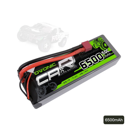 OVONIC 2S LiPo Battery Pack 6500mAh 50C 7.4V Hardcase with Deans Plug for On Road RC Car RC Buggy RC Monster Truck