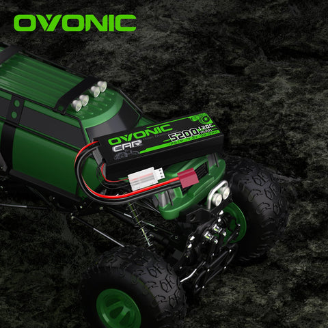 2×Ovonic 2S Lipo Battery 5200mAh 2S1P 7.4V Hardcase RC LiPo Battery with Deans T Plug for 1/8 1/10 RC Vehicles Car Trucks Airplane Boats