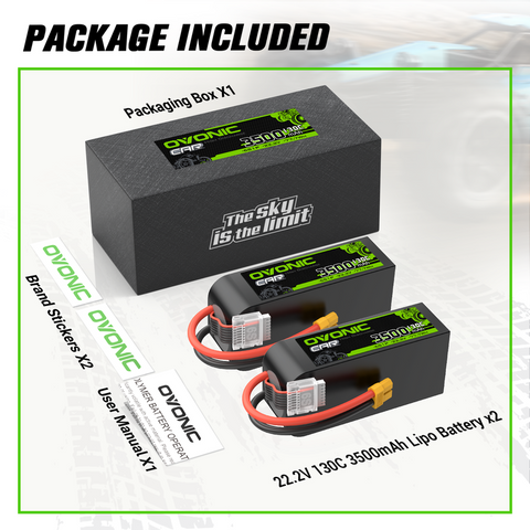 OVONIC 130C 3500mAh 22.2V 6S LiPo Battery with XT60 Plug for 6S RC Car 1/8 scale Vehicles RC Airplane