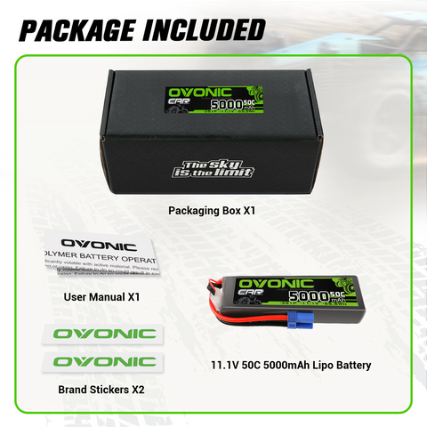 Ovonic 5000mAh 3S LiPo Battery 50C 11.1V With EC5 Plug for 3s&6s ARRMA Car