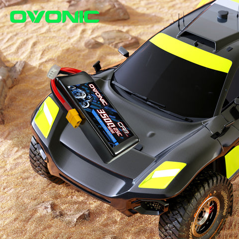 2-Pack Ovonic 7.4V 3500mAh 2S LiPo Battery | Lightweight 2S1P with XT60 to TRA Plug for LaTrax, 1/12 Scale & 1/10 Buggy