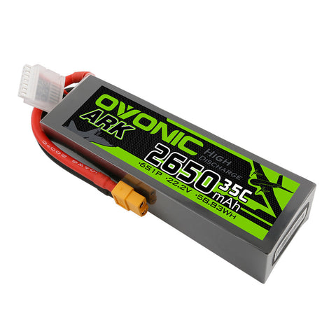 Ovonic ARK 2650mah 6S 22.2V 35C Lipo Battery Pack with XT60 Plug for Airplane&Heli - Ampow