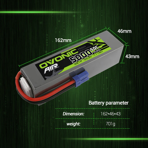 Ovonic ARK 5000mah 6S 22.2V 50C Lipo Battery Pack with EC5 Plug for Airplane&Heli - Ampow