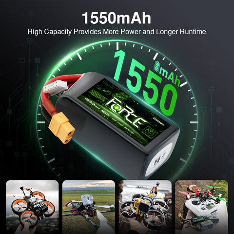 Ovonic Force 4S 1550mAh 120C LiPo XT60 for 5-inch FPV Racing Drone (1/2 ...