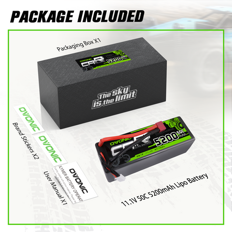 OVONIC 11.1V 5200mAh 50C 3S Hardcase Lipo Battery with Deans Plug for 1/10 scale RC Car Monster Buggy