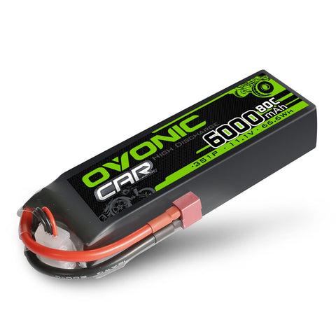 OVONIC 3S Lipo Battery 6000mAh 3S1P 80C 11.1V RC Lipo Battery with Deans T Plug for RC 1/8 1/10 Scale Vehicles Car Trucks Boats