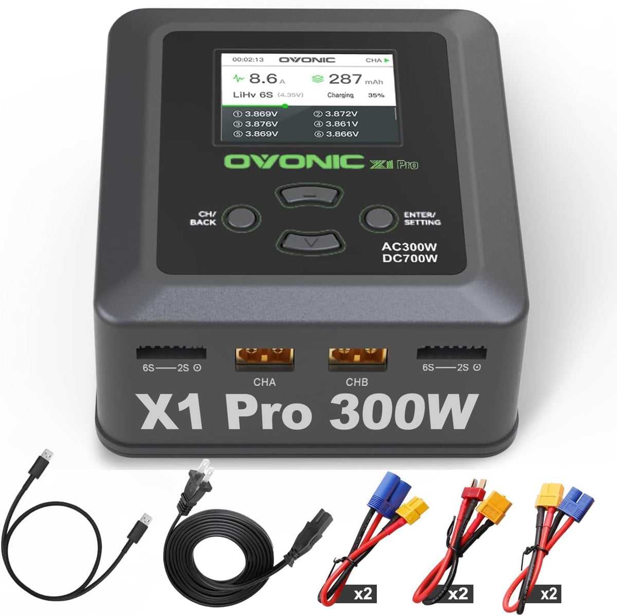 Ovonic X1 Pro Dual Channel LiPo Charger AC300W/DC700W 16A Lipo Battery Balance Charger