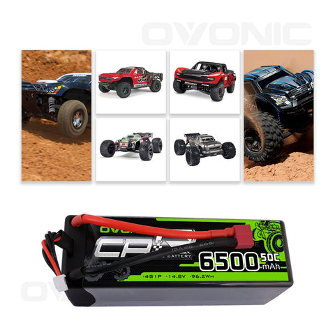 OVONIC 4S LiPo Battery Pack 6500mAh 50C 14.8V Hardcase with Deans Plug 1/8 Scale RC Cars RC Truggy RC Buggy