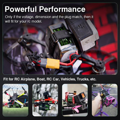 4-Pack Ovonic Force 4S 850mAh 130C 14.8V High C-Rate LiPo Battery w/XT30 Plug for FPV Quad, Freestyle Drone & Micro Jet