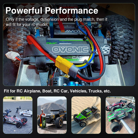 2-Pack Ovonic Force 3S 5000mAh 120C 11.1V LiPo Battery w/ XT60 to TRA Adapter for 1/10 RC Bashers, .50 Class Plane & 550 Heli
