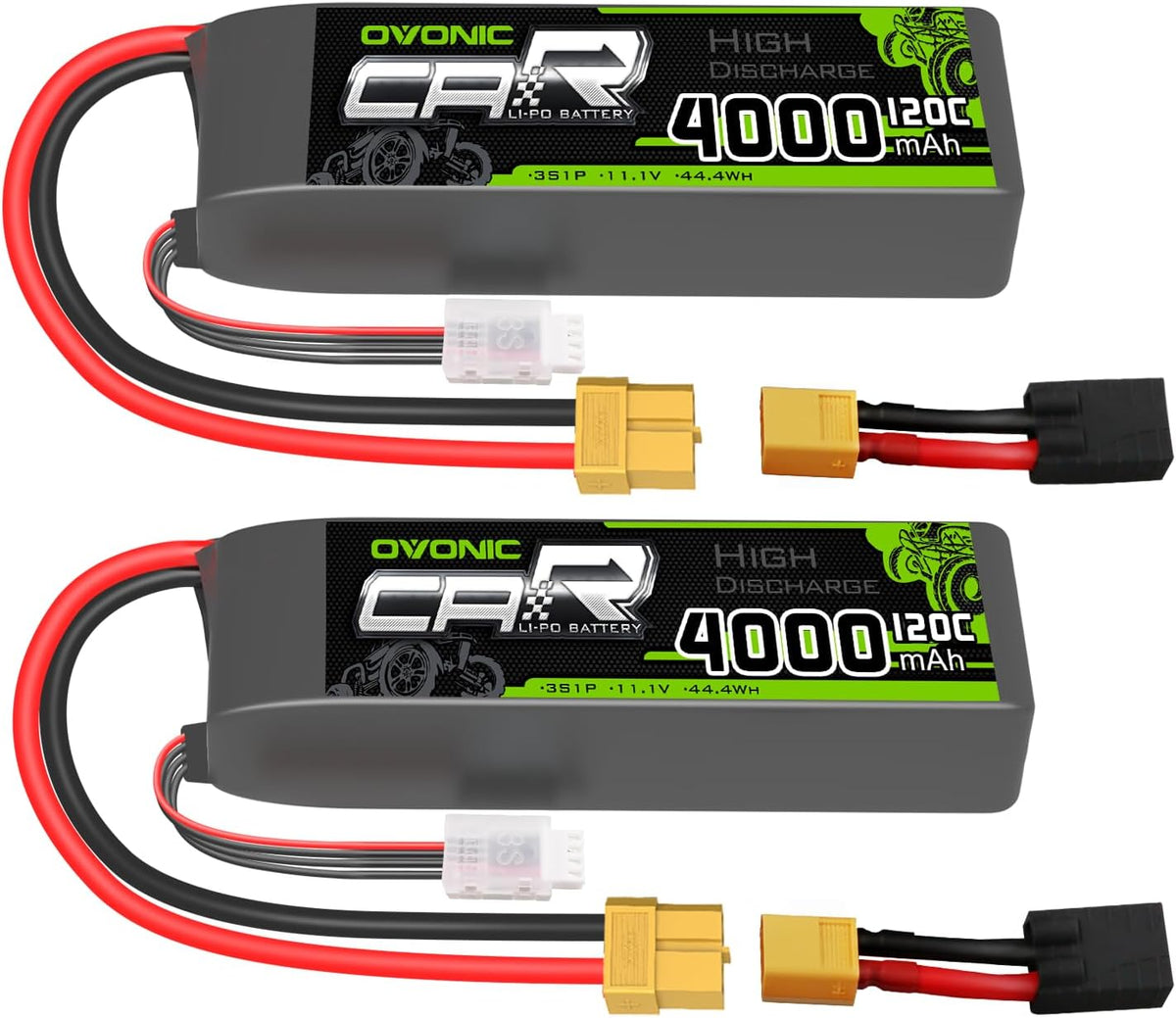 OVONIC 11.1V 3S LiPo Battery 4000mAh 120C with TRA Plug