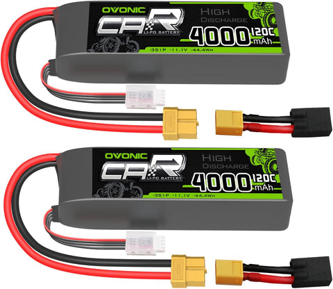 OVONIC 11.1V 3S LiPo Battery 4000mAh 120C with TRA Plug