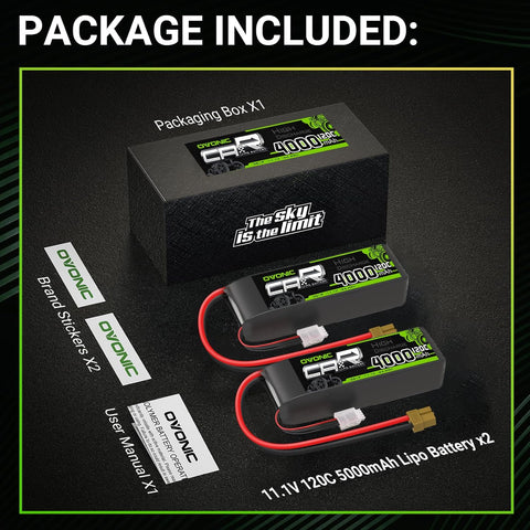 OVONIC 11.1V 3S LiPo Battery 4000mAh 120C with TRA Plug for 1/10 Scale RC Cars & Trucks