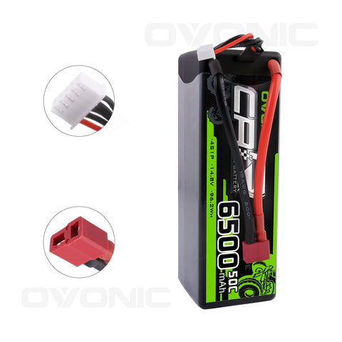 OVONIC 4S LiPo Battery Pack 6500mAh 50C 14.8V Hardcase with Deans Plug 1/8 Scale RC Cars RC Truggy RC Buggy