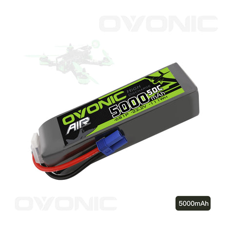 Ovonic 5000mah 6S 22.2V 50C Lipo Battery Pack with EC5 Plug for Airplane&Heli 1/10 SENTON 6S