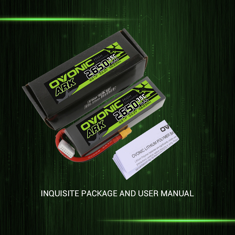 Ovonic ARK 2650mah 6S 22.2V 35C Lipo Battery Pack with XT60 Plug for Airplane&Heli - Ampow