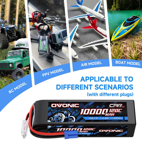 2-Pack Ovonic 4S 10000mAh 14.8V 120C LiPo Battery with EC5 Plug for RC Car Airplane Truck
