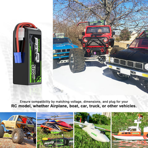 2-Pack OVONIC 6S 5200mAh 22.2V 130C LiPo Battery with EC5 Plug for ARRMA 6S Kraton Mojave 1/8 RC Car EDF Jet Airplane
