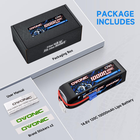 Ovonic 4S 10000mAh 14.8V 120C LiPo Battery with EC5 Plug for RC Airplane Truck Car