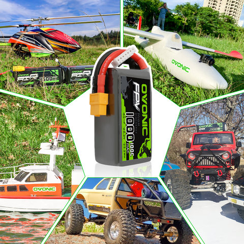2×OVONIC 22.2V 100C 1000mAh 6S LiPo Battery Pack with XT60 Plug for Freestyle