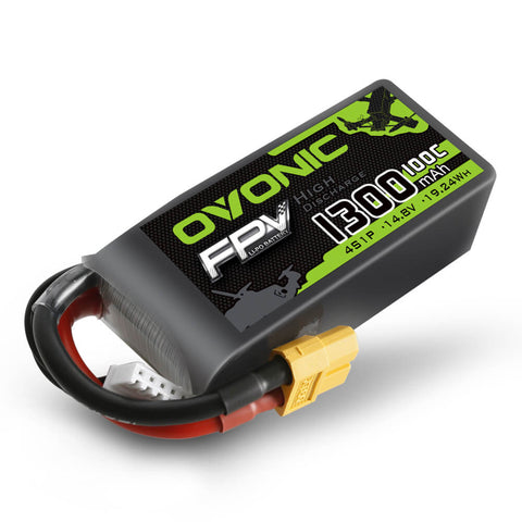 OVONIC 4S LiPo Battery 1300mAh 100C 14.8V Pack for FPV