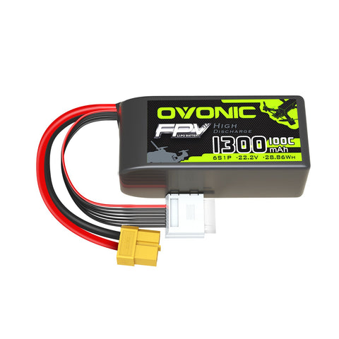 OVONIC 22.2V 100C 6S 1300mAh LiPo Battery Pack with XT60 Plug for FPV Freestyle Racing RC Drone Quadcopter