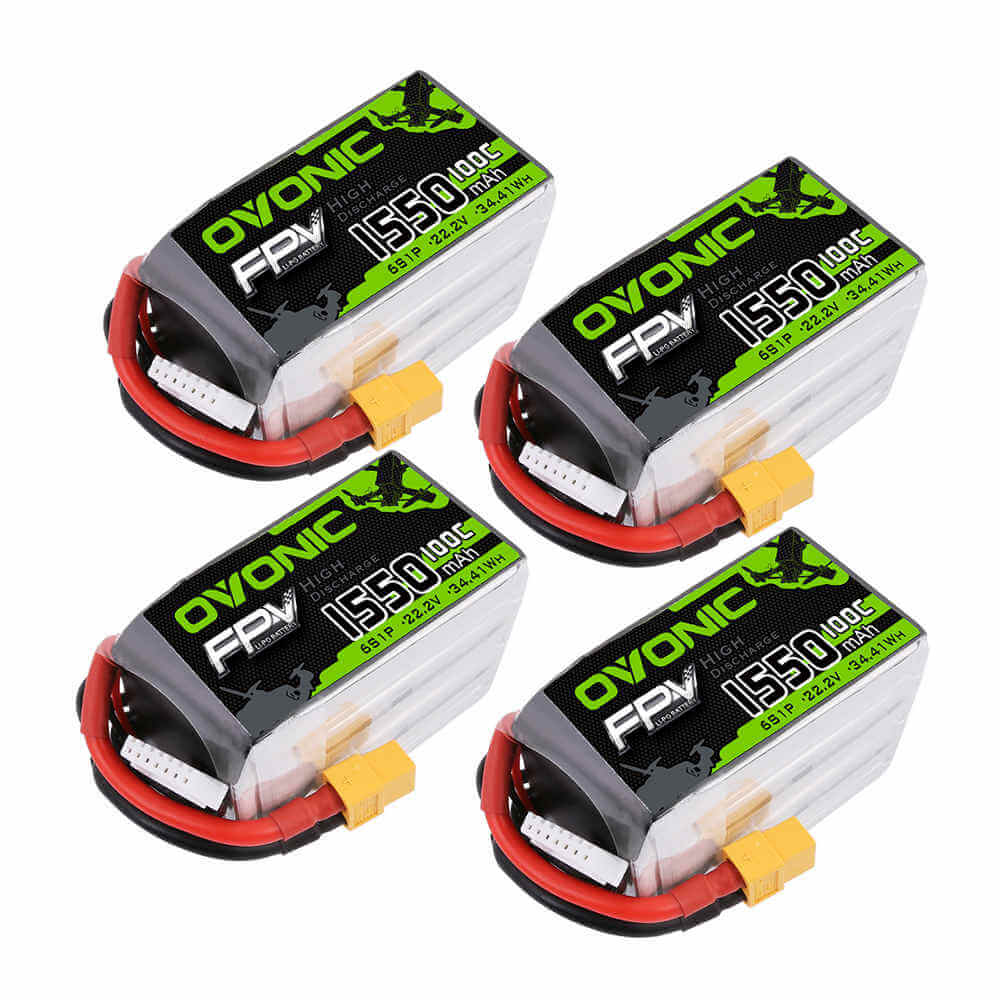 [4packs] Ovonic 22.2V 1550mAh 6S 100C LiPo Battery Pack with XT60 Plug - Ampow