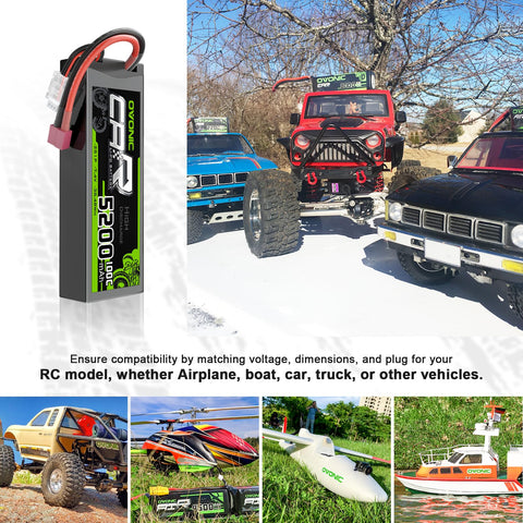 OVONIC 7.4V 100C 5200mAh 2S Lipo Battery Hardcase with Deans( T ) Connector & Lipo Voltage Checker for 1/10 or 1/8 scale RC Car Truck Buggy Boat RC Airplane Racing