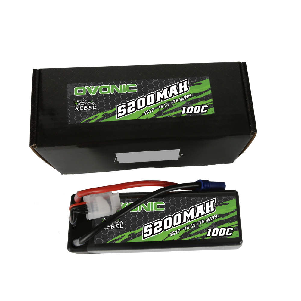 2 × Ovonic Rebel 4S Lipo Battery 5200mAh 100C 14.8V Hardcase EC5 Plug for 1/8 Buggy