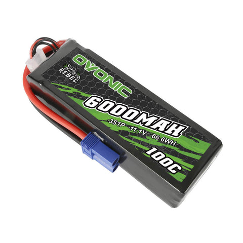 Ovonic Rebel 100C 3S 6000mAh 11.1V LiPo Battery for ARRMA 3S&6S- EC5 Plug - Ampow