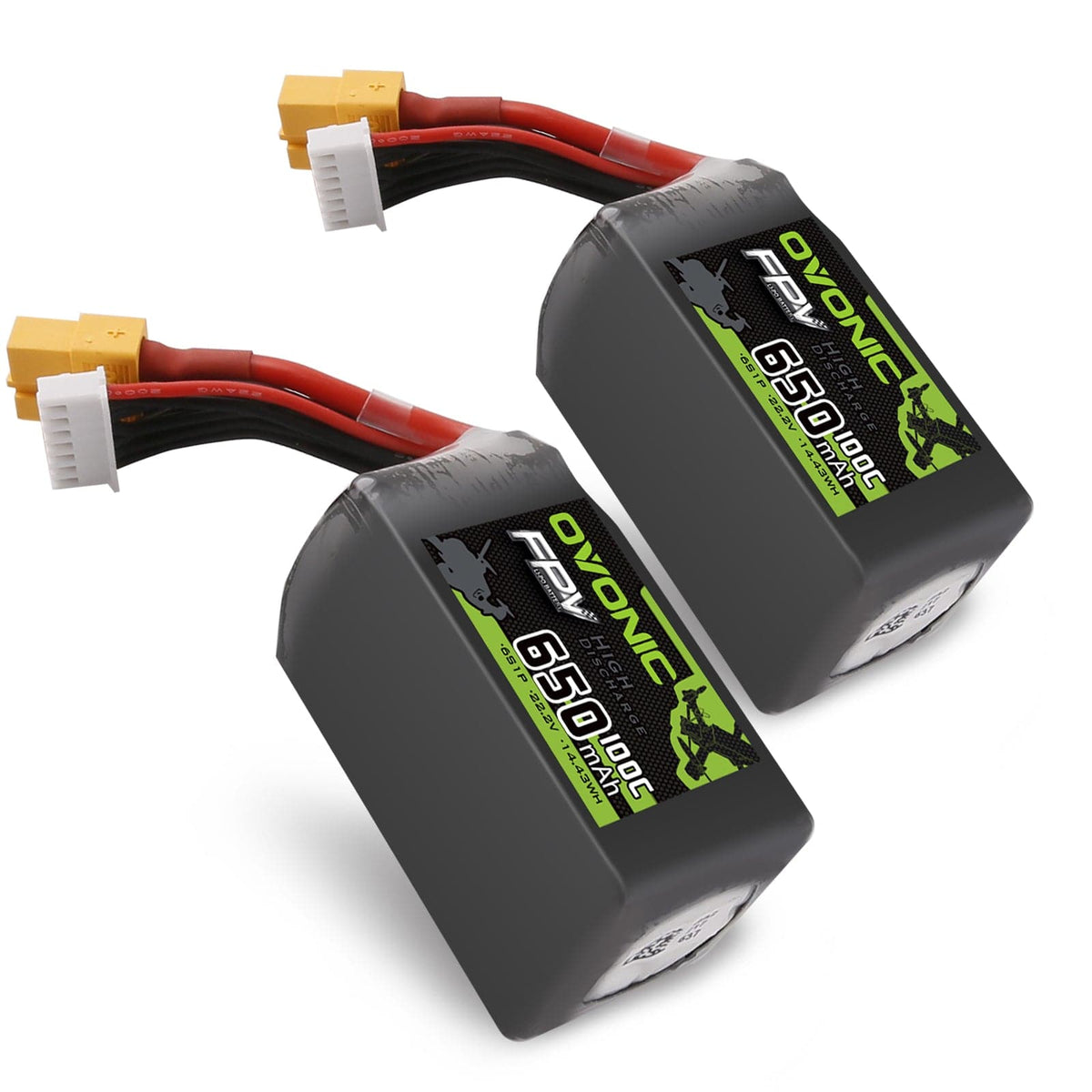 2x Ovonic 100C 650mah 6S Lipo Battery 22.2V Pack with XT30 Plug for fpv Micro Quad