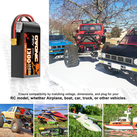 2 x OVONIC Lipo Battery 11.1V 120C 1300mAh 3S RC Battery with XT60 Plug & Lipo Voltage Checker for FPV Racing Drone Freestyle Quad Long-Range Flight