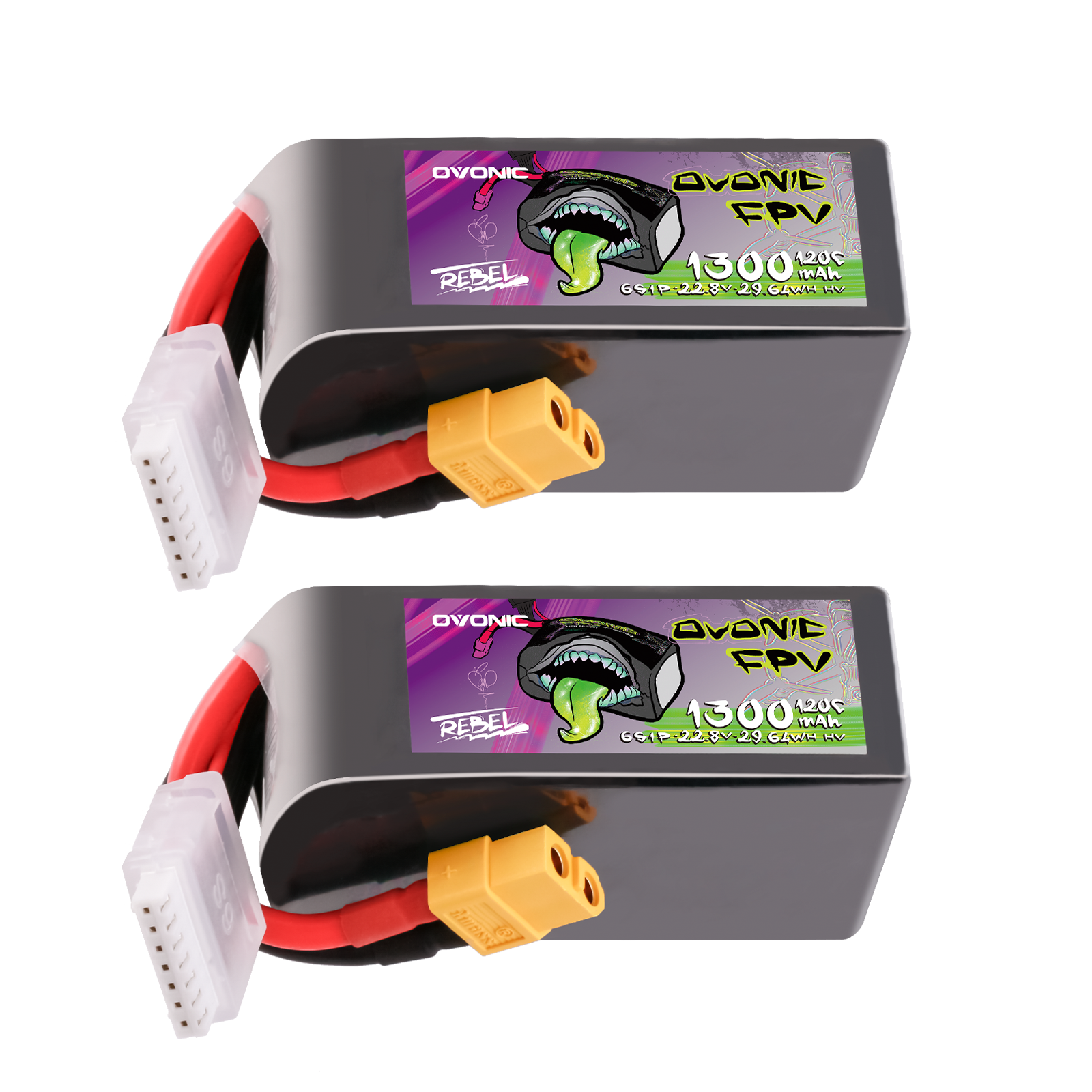 Ovonic Rebel 2.0 120C 6S 1300mAh Lipo Battery LiHV 22.8V Pack with XT60 Plug