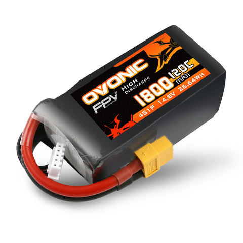 Ovonic 120C 4S 1800mAh 14.8V LiPo Battery Pack for FPV Racing with XT60 Plug