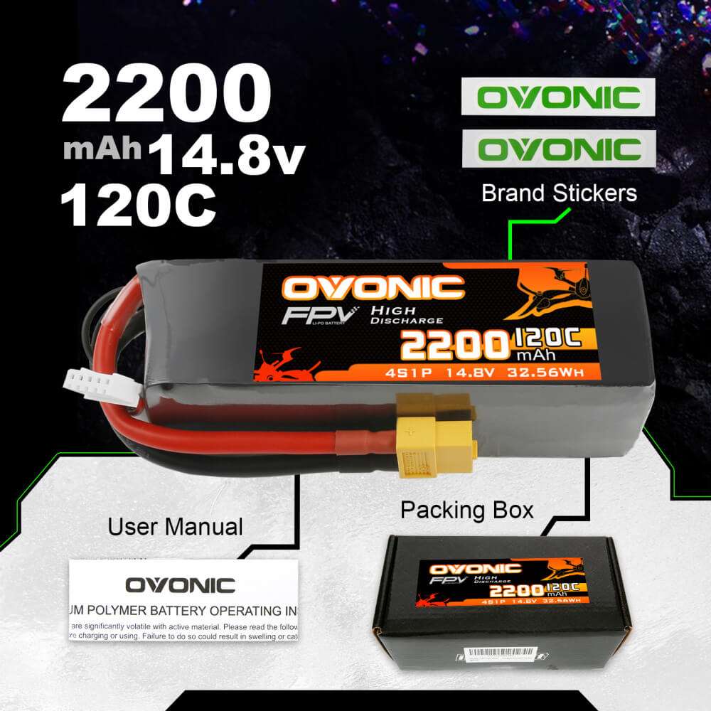 Ovonic 120C 4S 2200mAh 14.8V LiPo Battery Pack for RC plane