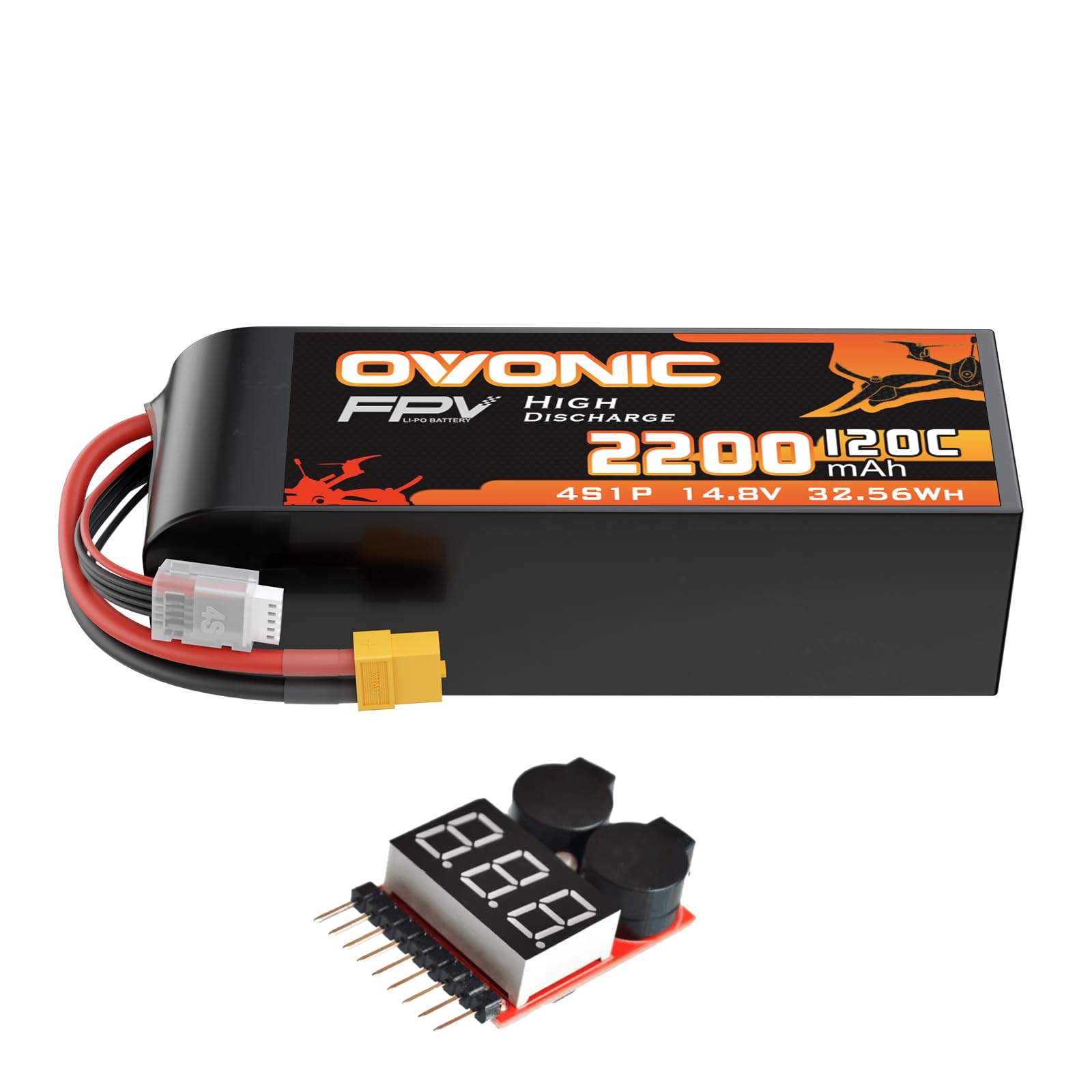 OVONIC Batteria Lipo da 4 s, 14,8 V, 100 C, 5200 mAh, con spina a T per RC auto, Truggy, quadricottero, elicottero, camion, barca, aereo (2 pezzi OVONIC Batteria Lipo da 4 s, 14,8 V, 100 C, 5200 mAh, con spina a T per RC auto, Truggy, quadricottero, elicottero, camion, barca, aereo (2 pezzi