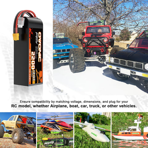 OVONIC 4S 120C 2200mAh 14.8V Lipo Battery with XT60 Connector & Lipo Voltage Checker for 5-Inch Freestyle FPV Racing Drone 4-7 inch Long-Range Drones