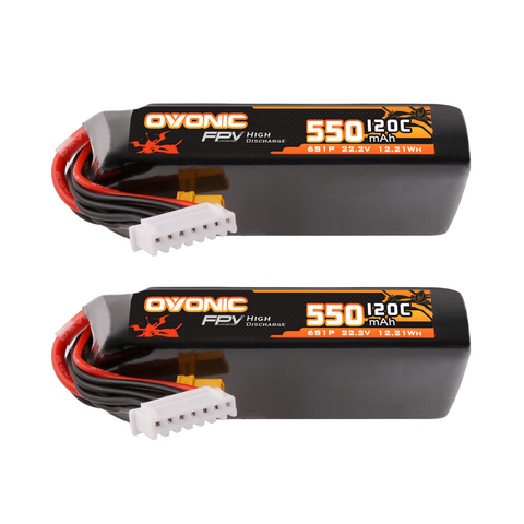Ovonic 120C 6S 550mAh LiPo Battery 22.2V for FPV Cinewhoop with XT30 Plug