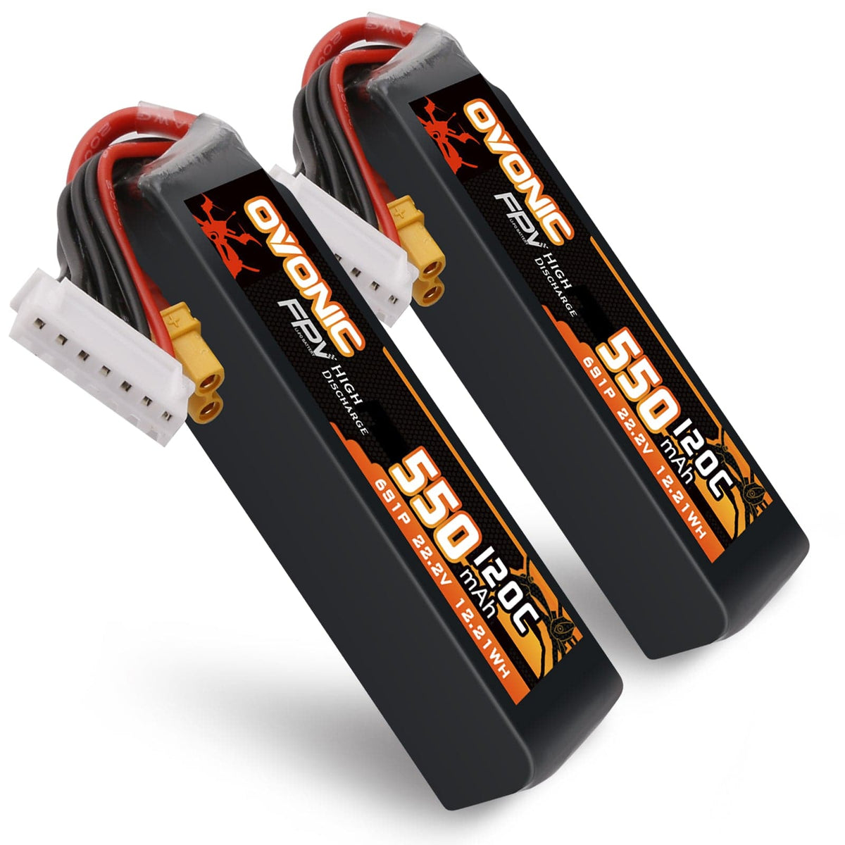 2×Ovonic 120C 6S 550mAh LiPo Battery 22.2V for FPV freestyle