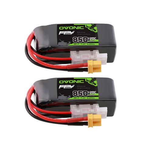 OVONIC 850mAh 2S Lipo Battery 2S1P 120C 7.4V with XT30 Plug