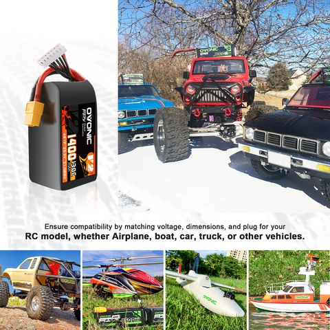2x Ovonic 6S Lipo Battery 1400mah 6S1P 130C 22.2V with XT60 Plug for FPV Racing Drones Freestyle Drone Cinewhoop Toothpick Long Range Drone